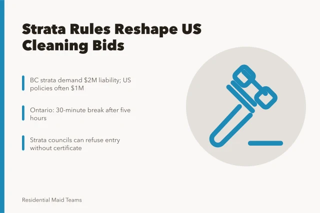 Strata rules affect cleaning contracts, insurance, and labor requirements. What US cleaning operators can learn from Canadian provincial strata rules